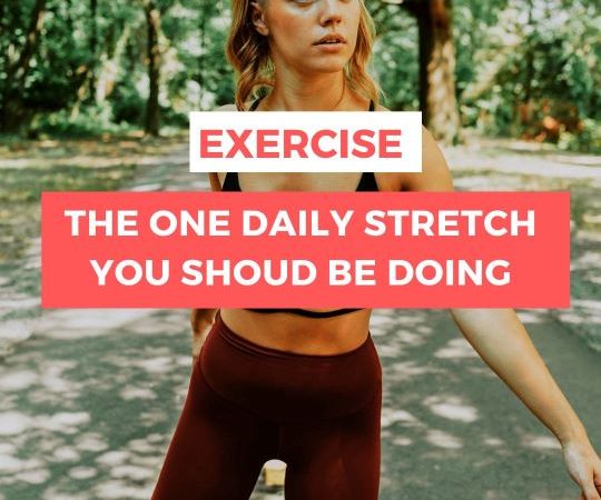 A woman doing a stretching exercise