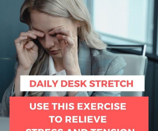 Woman sitting at her desk in stress