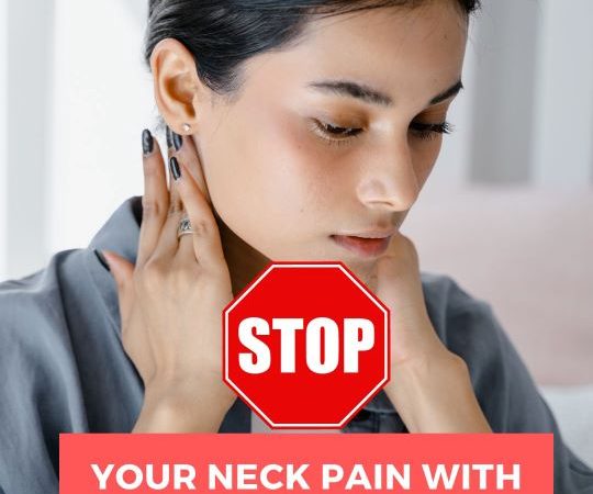 Woman holding her neck in pain