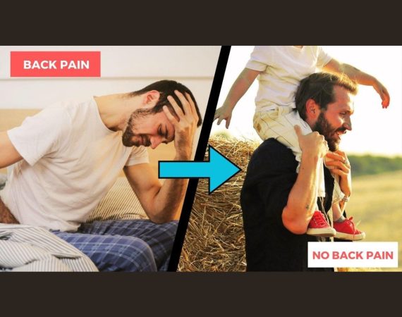 2 picture, one with a person in pain, one where they are not